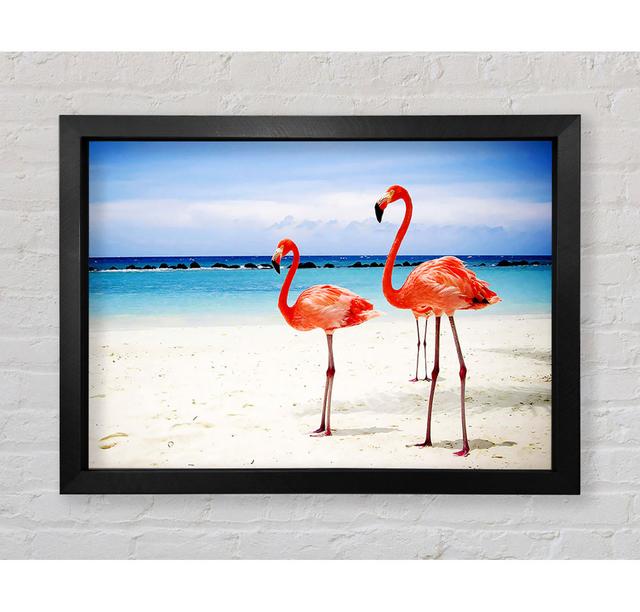 Flamingo Paradise Framed Print 17 Stories Size: 118.9cm H x 141.4cm W x 3.4cm D, Format: Black Framed Paper on Productcaster.