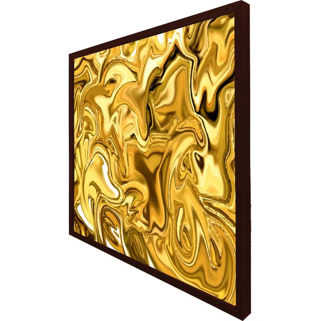 Lilesville Golden Liquid - Print Rosdorf Park Size: 41cm H x 41cm W x 4cm D, Frame Colour: Brown Framed on Productcaster.