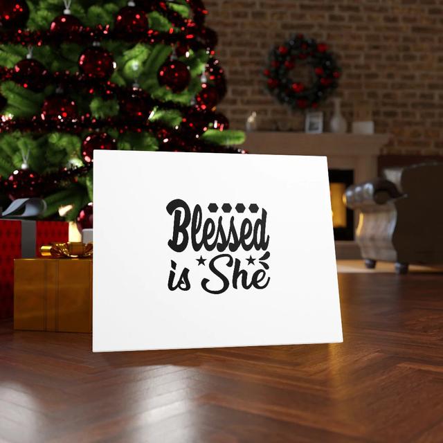 Blessed Is She - Wrapped Canvas Print Blue Elephant Size: 46cm H x 61cm W on Productcaster.