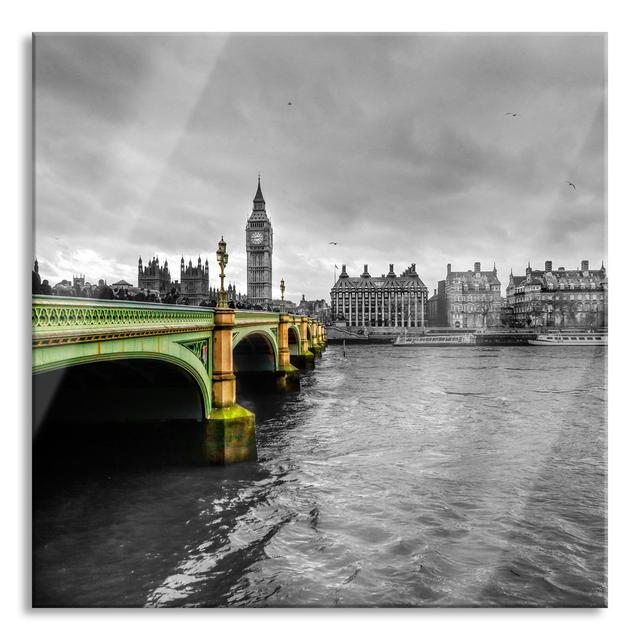 London With The Thames And Big Ben - No Frame Print on Glass Ebern Designs Size: 70cm H x 70cm W x 0.4cm D on Productcaster.