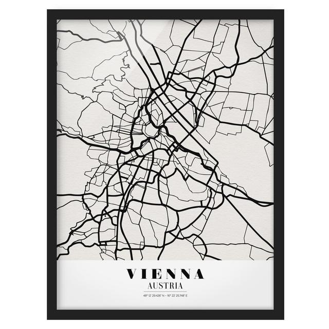 Picture With Frame - City Map Vienna - Classic - Portrait 4:3 Maturi Size: 100cm H x 70cm W x 2cm D, Frame Option: Black Framed on Productcaster.