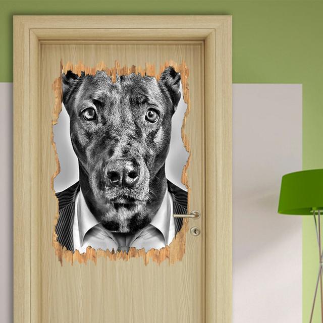 Wandtattoo Hund mit Anzug in Monochrom East Urban Home on Productcaster.