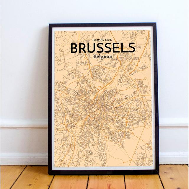 Brussels City Map - Unframed Graphic Art Print on Paper East Urban Home Size: 43.2cm H x 27.9cm W x 0.13cm D on Productcaster.