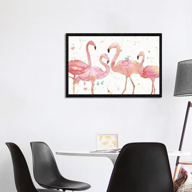 Flamingo Fever I by Anne Tavoletti - Print on Plastic / Acrylic 17 Stories Size: 66.04cm H x 101.6cm W x 3.81cm D, Format: Black Floater Framed on Productcaster.