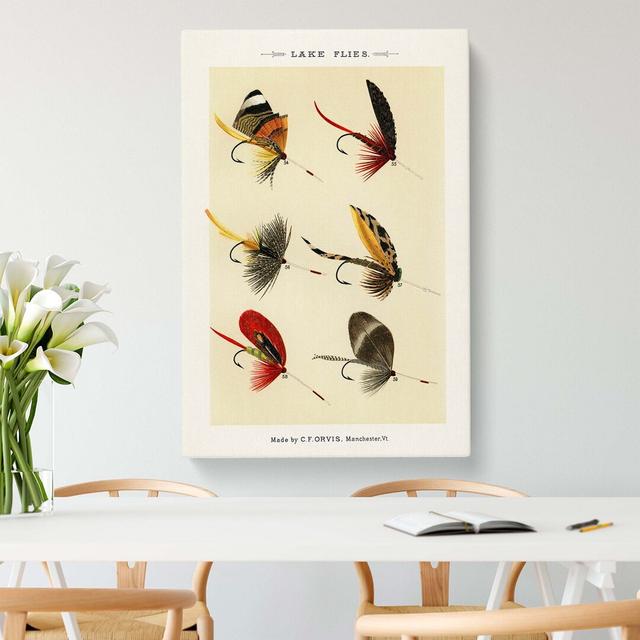 Lake Fishing Flies Version 3 by Mary Orvis Marbury - Wrapped Canvas Print East Urban Home Size: 91cm H x 60cm W x 3cm D on Productcaster.