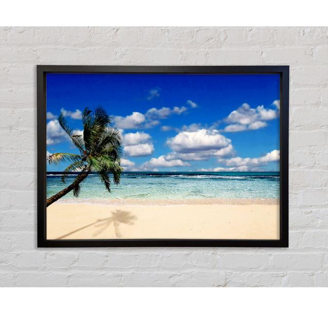 Palm Tree Island Paradise Framed Print Wall Art House of Hampton Size: 84.1cm H x 118.9cm W x 3.3cm D, Format: Light Grey Framed Canvas on Productcaster.