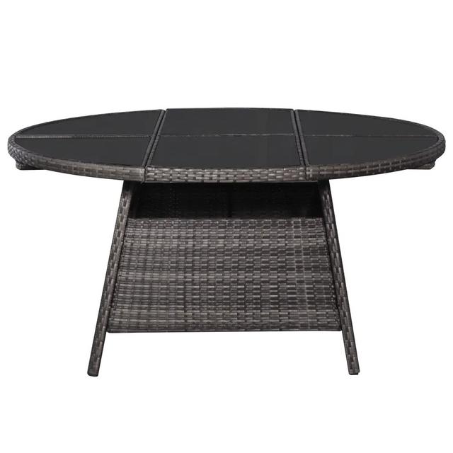 Rattan Dining Table Dakota Fields Size: 74cm H x 150cm W x 150cm D, Table Base Colour: Grey on Productcaster.