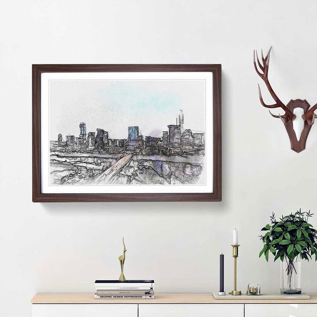 Austin Texas Skyline in Abstract - Picture Frame Graphic Art Print East Urban Home Frame Option: Walnut Framed, Size: 62cm H x 87cm W x 2cm D on Productcaster.