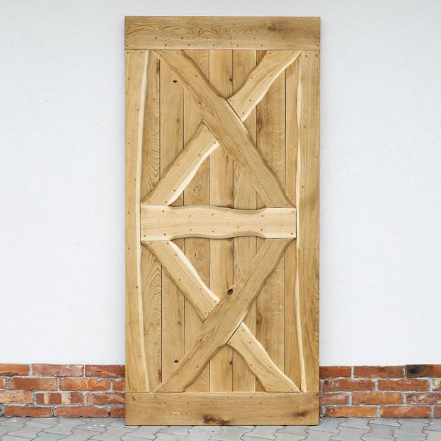 Makena Barn Door Lark Manor Door Size: 220cm H x 110cm W x 4cm D, Door Finish: Natural Oil on Productcaster.