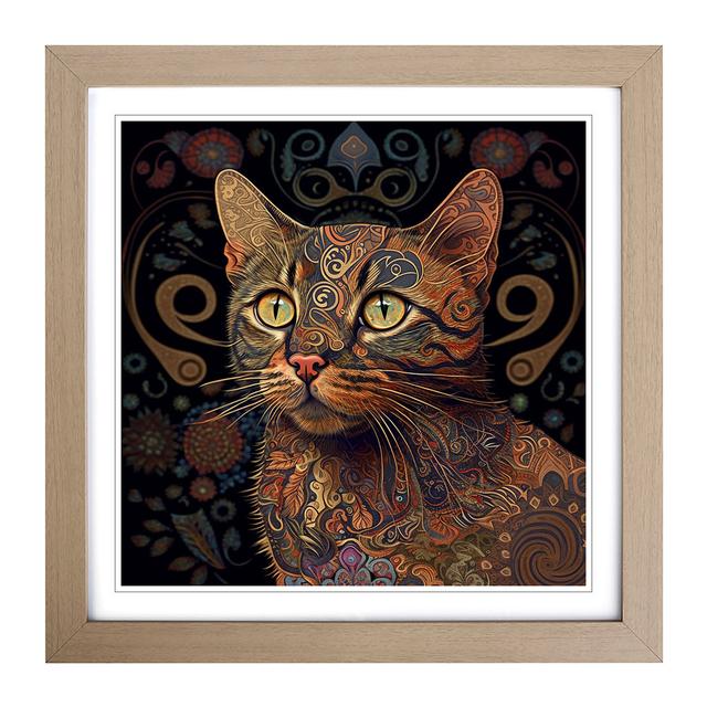 Cat Paisley Art - Single Picture Frame Print on Wood Marlow Home Co. Format: Oak on Productcaster.