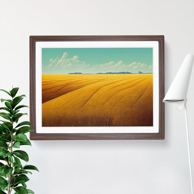 Charming Wheat Field - Picture Frame Painting Rosalind Wheeler Size: 34cm H x 46cm W x 2cm D, Frame Colour: Walnut on Productcaster.