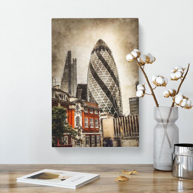 CAN4053CAN The Gherkin In London Painting - Wrapped Canvas Print East Urban Home on Productcaster.