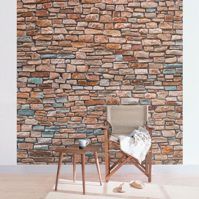 Stone Look Semi-Gloss Wallpaper Roll East Urban Home Size: 3.36m x 336cm, Materialqualität: Standard (110g/m²) on Productcaster.