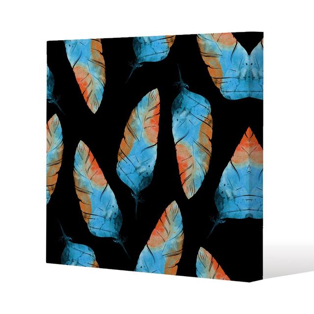 Imprints Boho Feathers Canvas Print Andrew Lee Size: 77cm H x 77cm W x 4cm D on Productcaster.