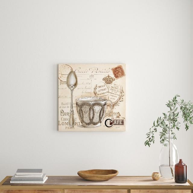 Paris Coffee Postcard II by Tre Sorelle Studios - Wrapped Canvas Graphic Art Print East Urban Home Size: 60.96cm H x 60.96cm W on Productcaster.