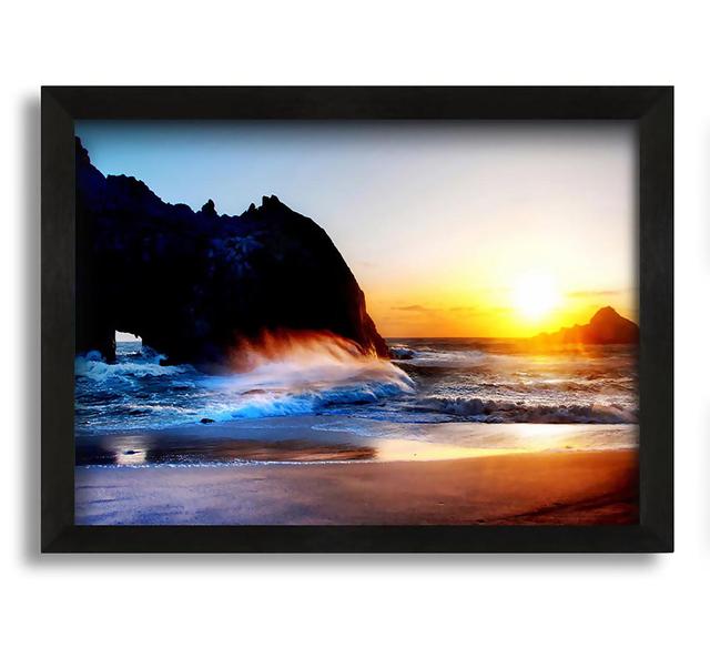 Ocean Waves at Sunset Highland Dunes Size: 30cm H x 42cm W, Format: Black Framed Canvas on Productcaster.