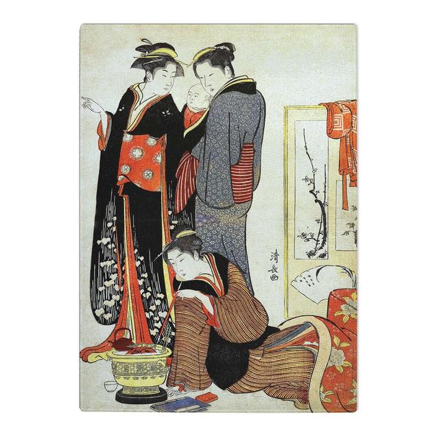 Tempered Glass Three Women with a Child by Torii Kiyonaga Chopping Board East Urban Home Size: 28.5cm W x 39cm L on Productcaster.