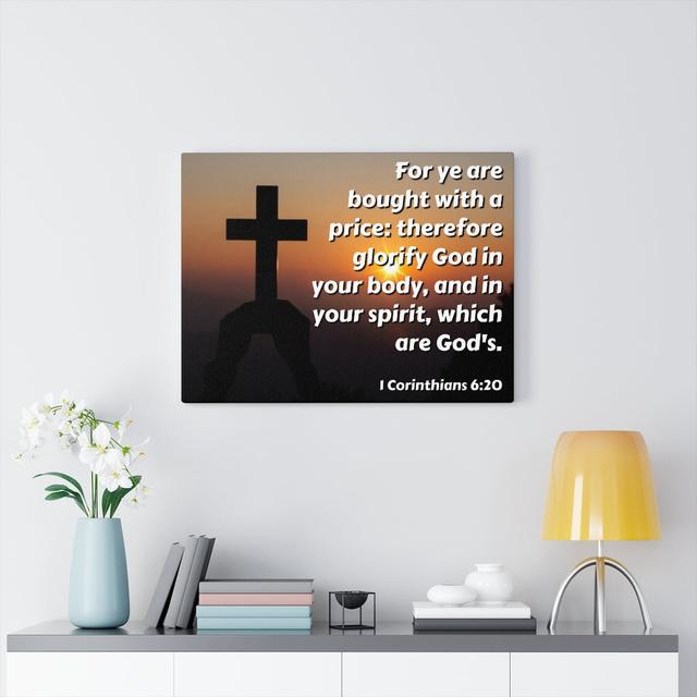 Glorify God 1 Corinthians 6:20 - Wrapped Canvas Typography Blue Elephant on Productcaster.