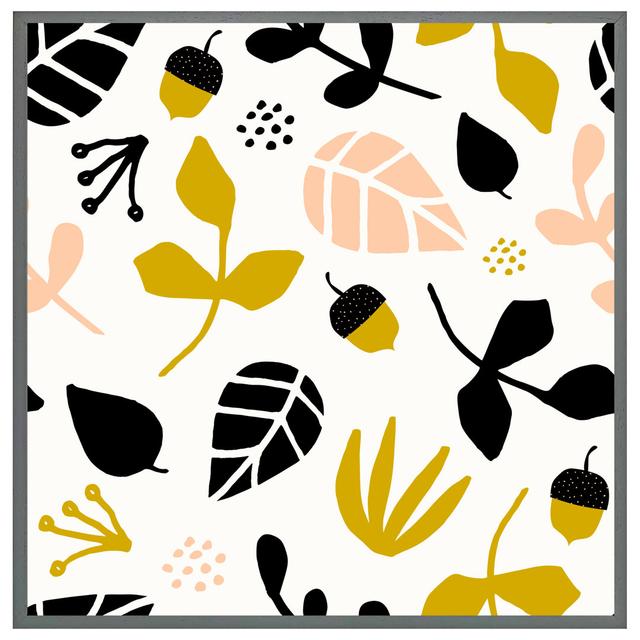 Leaves, Acorns and Branches - Single Picture Frame Art Prints Bay Isle Home Frame Option: Grey, Size: 76cm H x 76cm W x 4cm D on Productcaster.