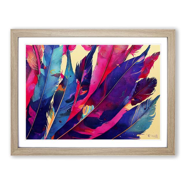 Bird Feather Splash - Picture Frame Painting Latitude Vive Size: 25cm H x 34cm W x 2cm D, Frame Colour: Oak Framed on Productcaster.