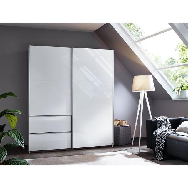 Schwebetürenschrank Sevilla Rauch Farbe: Hochglanz-Weiß/Grau, Größe: 210 cm H x 175 cm B x 59 cm T on Productcaster.