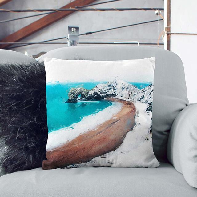 Durdle Door Cliffs In Wareham Abstract Art Square Throw Cushion East Urban Home Size: 55cm H x 55cm W x 20cm D on Productcaster.