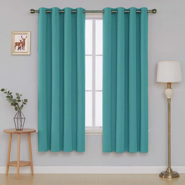 Jeffro Pair Eyelet Blackout Curtains 17 Stories Curtain Colour: Teal, Panel Size: 228.6cm Width x 228.6cm Drop on Productcaster.