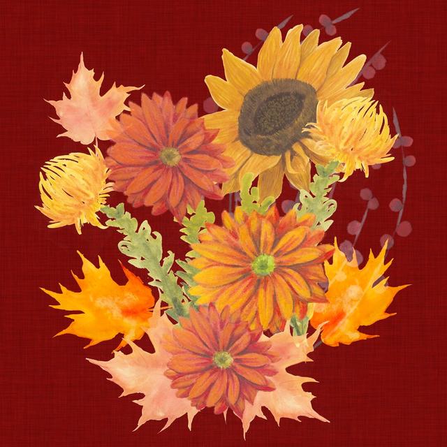 Autumn Floral II by Grace Popp - Wrapped Canvas Painting Print Rosalind Wheeler Size: 76cm H x 76cm W on Productcaster.