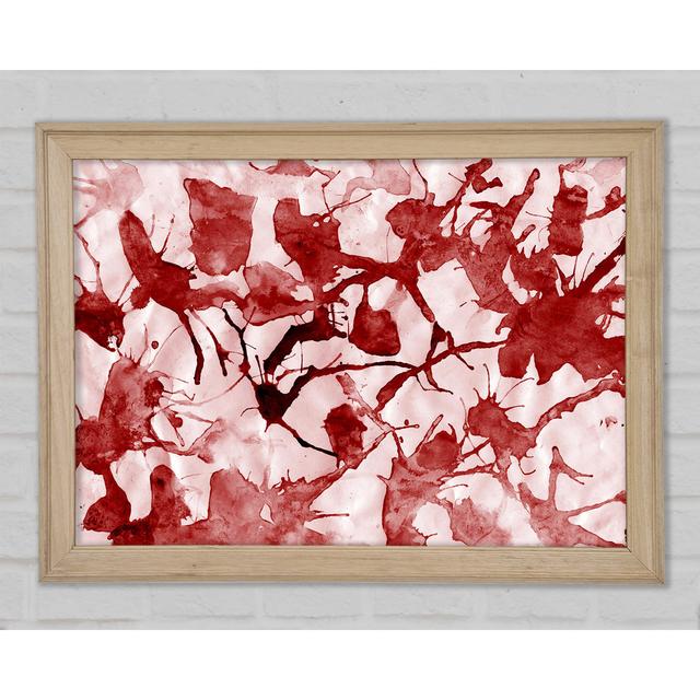 Scatter Leaves Red Framed Print Ivy Bronx Size: 29.7cm H x 42cm W on Productcaster.