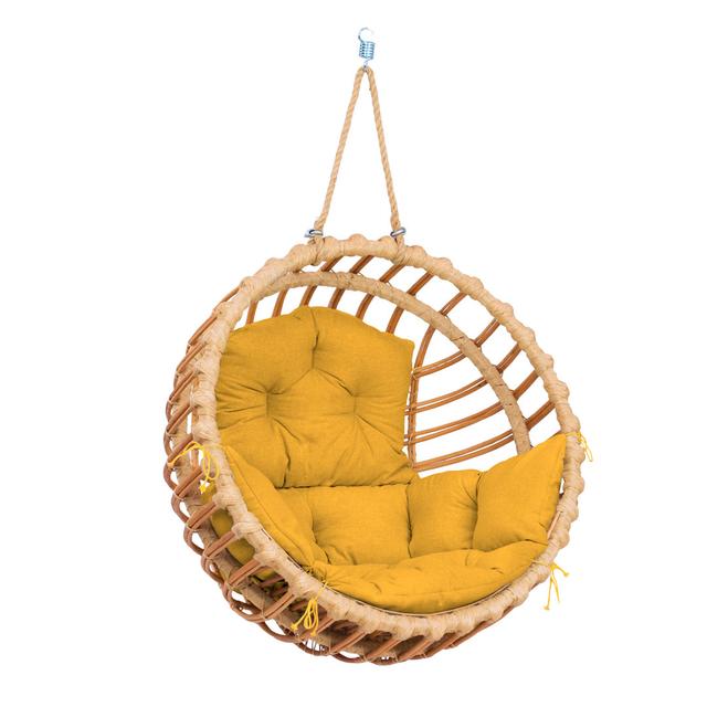 Hand-Waved Ecological Swing Chair LENA From Willow Twigs Mustard Bloomsbury Market Colour (Cushion): Yellow on Productcaster.