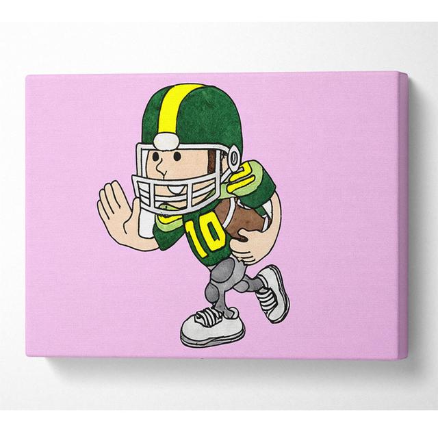 American Football Sport Player Pink - Wrapped Canvas Art Prints Isabelle & Max Size: 101.6cm H x 142.2cm W x 10cm D on Productcaster.