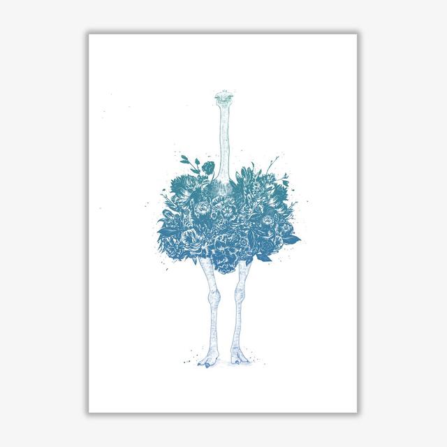 Floral Ostrich by Mercedes Lopes Charro - Print East Urban Home Size: 59.4 cm H x 42 cm W x 1 cm D, Frame Options: No Frame on Productcaster.