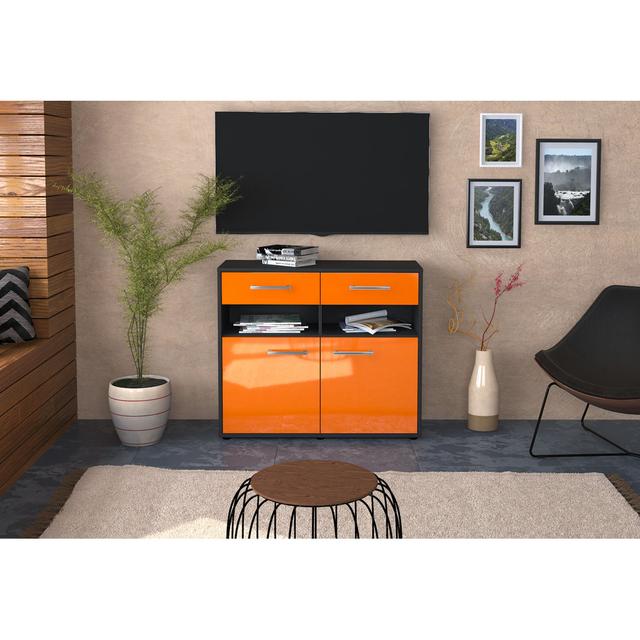 Wellen TV-Ständer für TVs bis zu 70\ ModernMoments Farbe (Korpus/Front): Orange/Anthrazit on Productcaster.