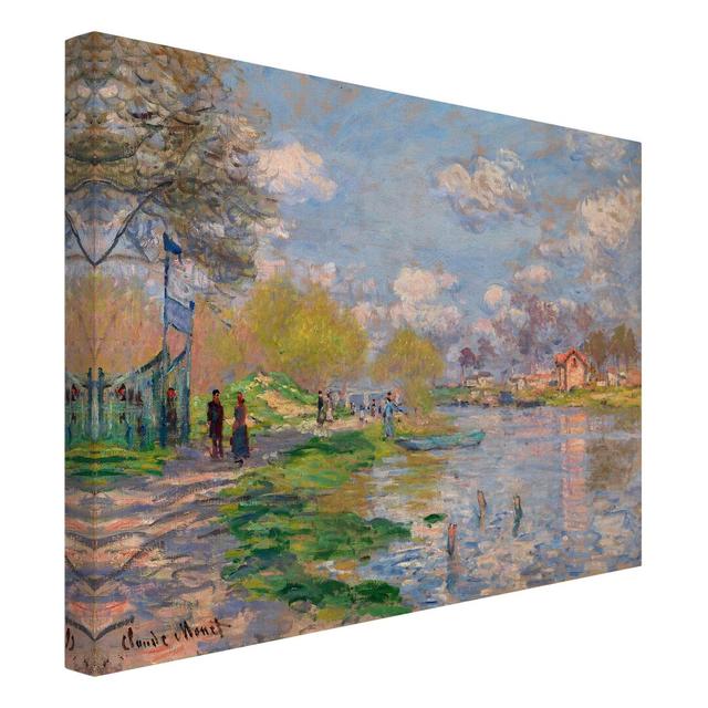 Spring on the Seine by Claude Monet - Wrapped Canvas Painting Print Rosalind Wheeler Format: Recycled Canvas, Size: 120cm H x 160cm W on Productcaster.