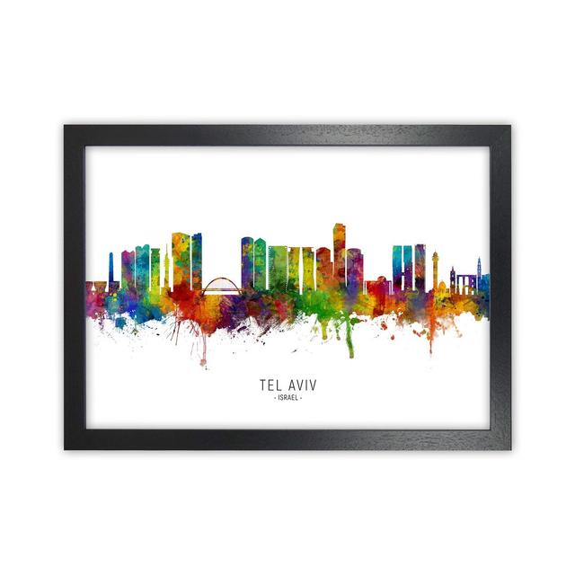 Tel Aviv Israel Skyline by Michael Tompsett - Graphic Art Latitude Run Format: Black Framed, Size: 34cm H x 46cm W x 3cm D on Productcaster.