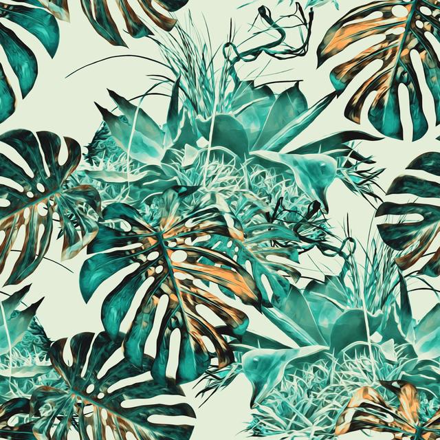 Farhan Tropical Plants by Stefan Grau - Wrapped Canvas Graphic Art Pergo Classics Size: 91cm H x 91cm W x 3.8cm D on Productcaster.