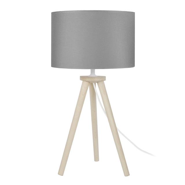 44 cm Tischleuchte Yessenia Isabelline Farbe: Gestell in Beige/Lampenschirm in Grau on Productcaster.