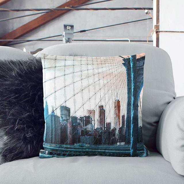 Brooklyn Bridge and New York Skyline Cushion with Filling East Urban Home Backing Colour: Stone, Size: 40cm H x 40cm W x 15cm D on Productcaster.