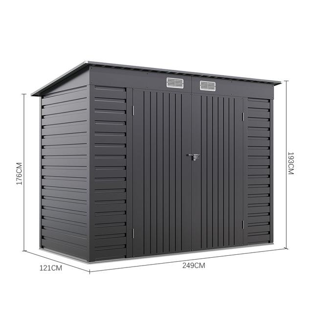 Zies 8 ft. W x 4 ft. D Metal Tongue & Groove Pent Garden Shed ClassicLiving Siding Colour: Grey on Productcaster.