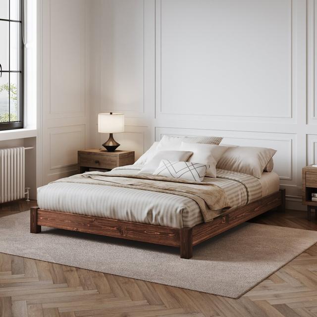 Hardnett Bed Frame Ebern Designs Mattress Size: Small Double (4'), Colour: Espresso Wood on Productcaster.