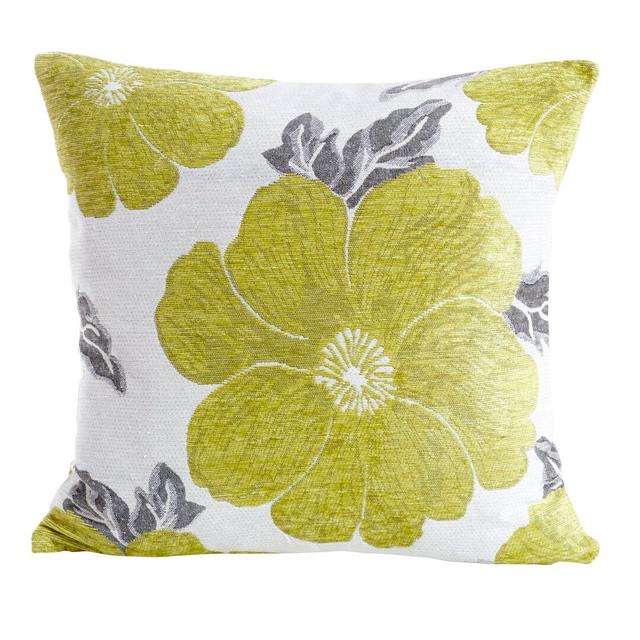 Wooley Floral Cushion with Filling 17 Stories Size: 55 x 55cm, Colour: Lime on Productcaster.