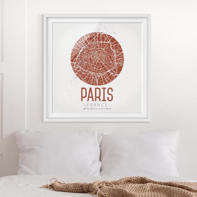 Gerahmtes Poster Paris City Plan - Vintage East Urban Home Rahmenoptionen: Mattweiß, Größe: 50 cm H x 50 cm B on Productcaster.