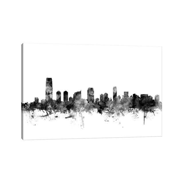 Jersey City, New Jersey in Black and White by Michael Tompsett - Wrapped Canvas Art Prints Latitude Run Size: 101.6cm H x 152.4cm W x 3.81cm D on Productcaster.