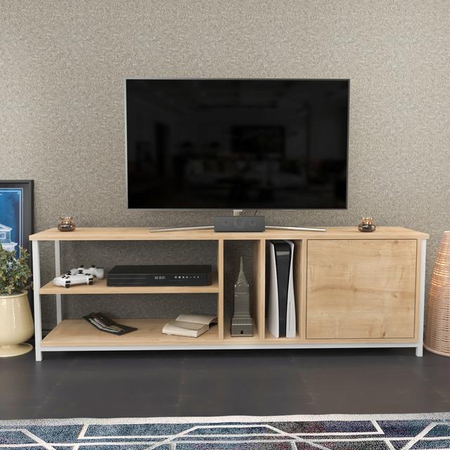 Marque TV Stand for TVs up to 70" Blue Elephant Colour: White/Oak on Productcaster.