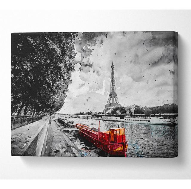 Eiffel Towerriver Seine Canvas Watercolour Latitude Run Size: 101.6cm H x 142.2cm W x 10cm D on Productcaster.