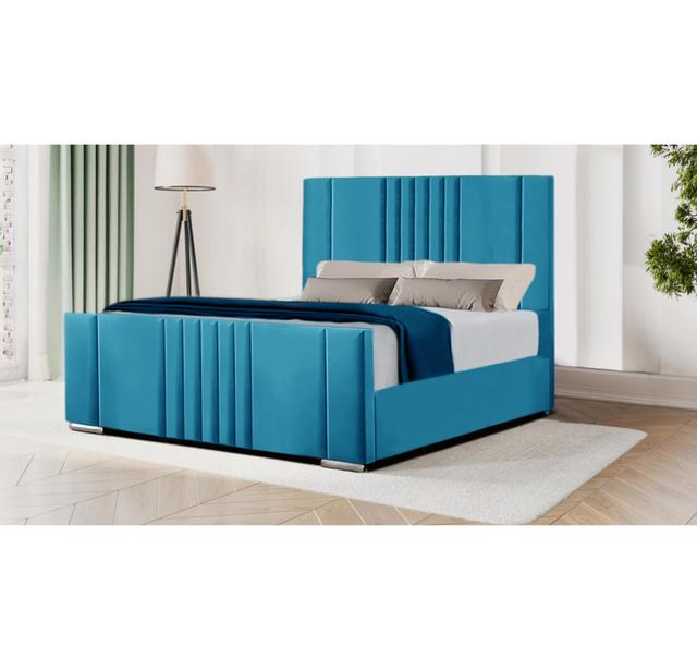 Jovan Upholstered Bed Canora Grey Size: Super King (6'), Colour: Teal on Productcaster.