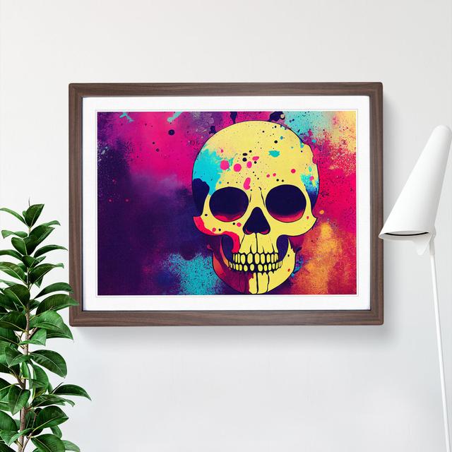 Skull Paint Splatter Vol.6 Abstract Happy Larry Frame Colour: Walnut Framed, Size: 46cm H x 64cm W x 2cm D on Productcaster.