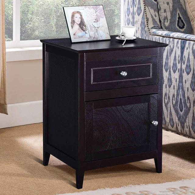 Tovar Solid Wood Bedside Table Lark Manor Orientation: Right, Colour: Black on Productcaster.