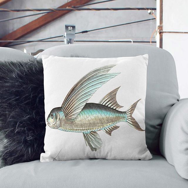 Flying Fish by George Shaw Cushion with Filling East Urban Home Size: 40cm H x 40cm W x 15cm D on Productcaster.