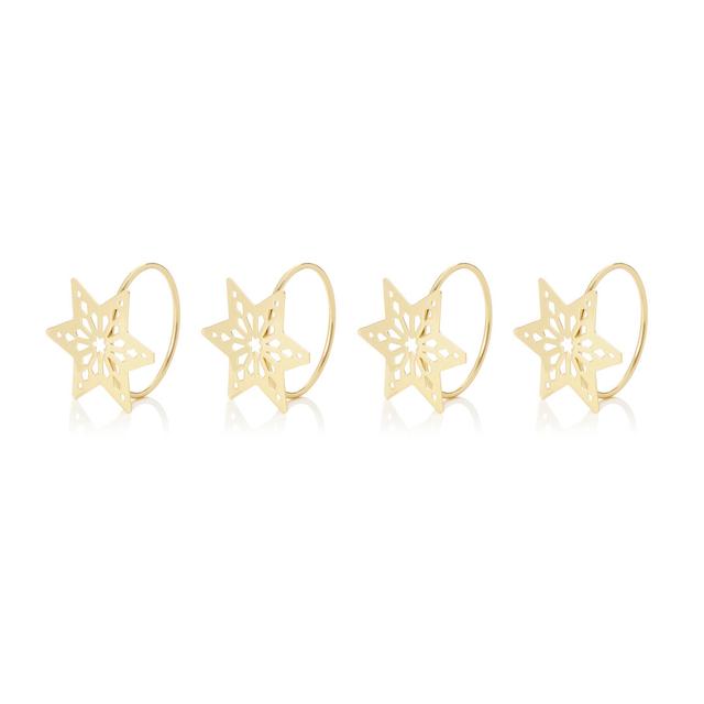 Gold Star Design Napkin Rings (Set of 4) Rosdorf Park on Productcaster.